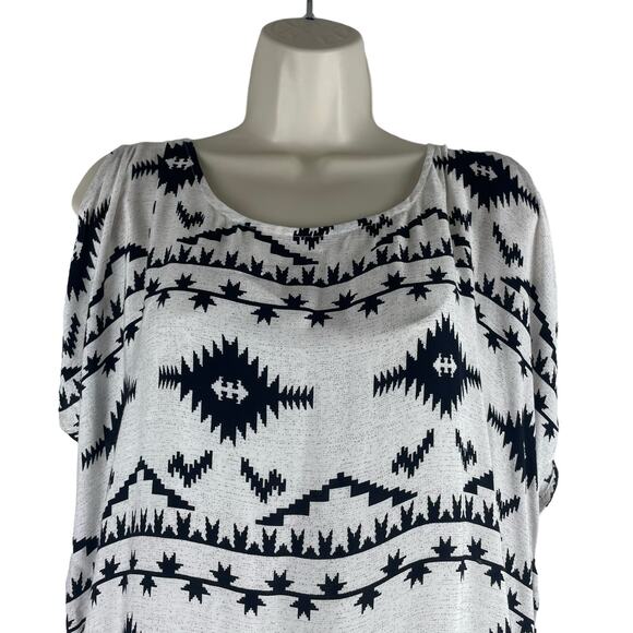 BB Dakota Melody Aztec Shift Mini Dress Slit Shoulder Off White Size XS - Picture 4 of 10